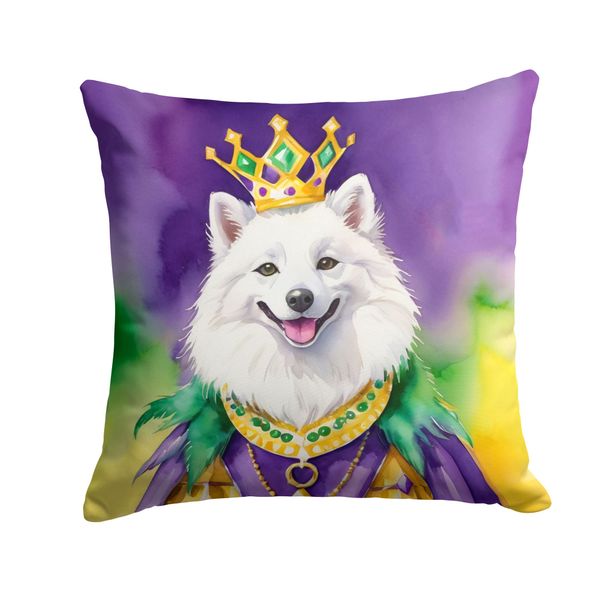 American Eskimo King Of Mardi Gras Throw Pillow Machine Washable, Indoor Outdoor Decorative Pillow For Couch, Bed Or Patio, 14Hx14W_maomaolike.com
