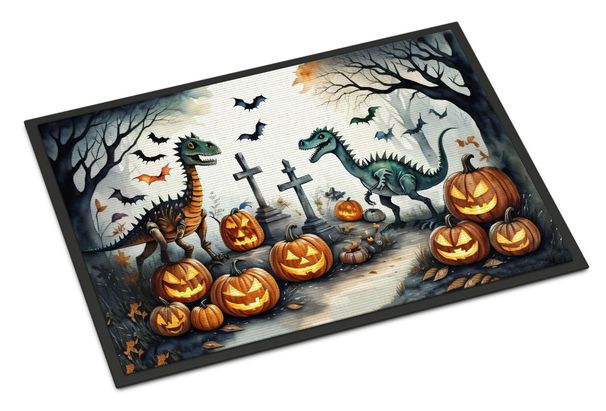 Dinosaurs Spooky Halloween Doormat Front Door Mat Indoor Outdoor Rugs For Entryway, Non Slip Washable Low Pile, 24H X 36W_maomaolike.com