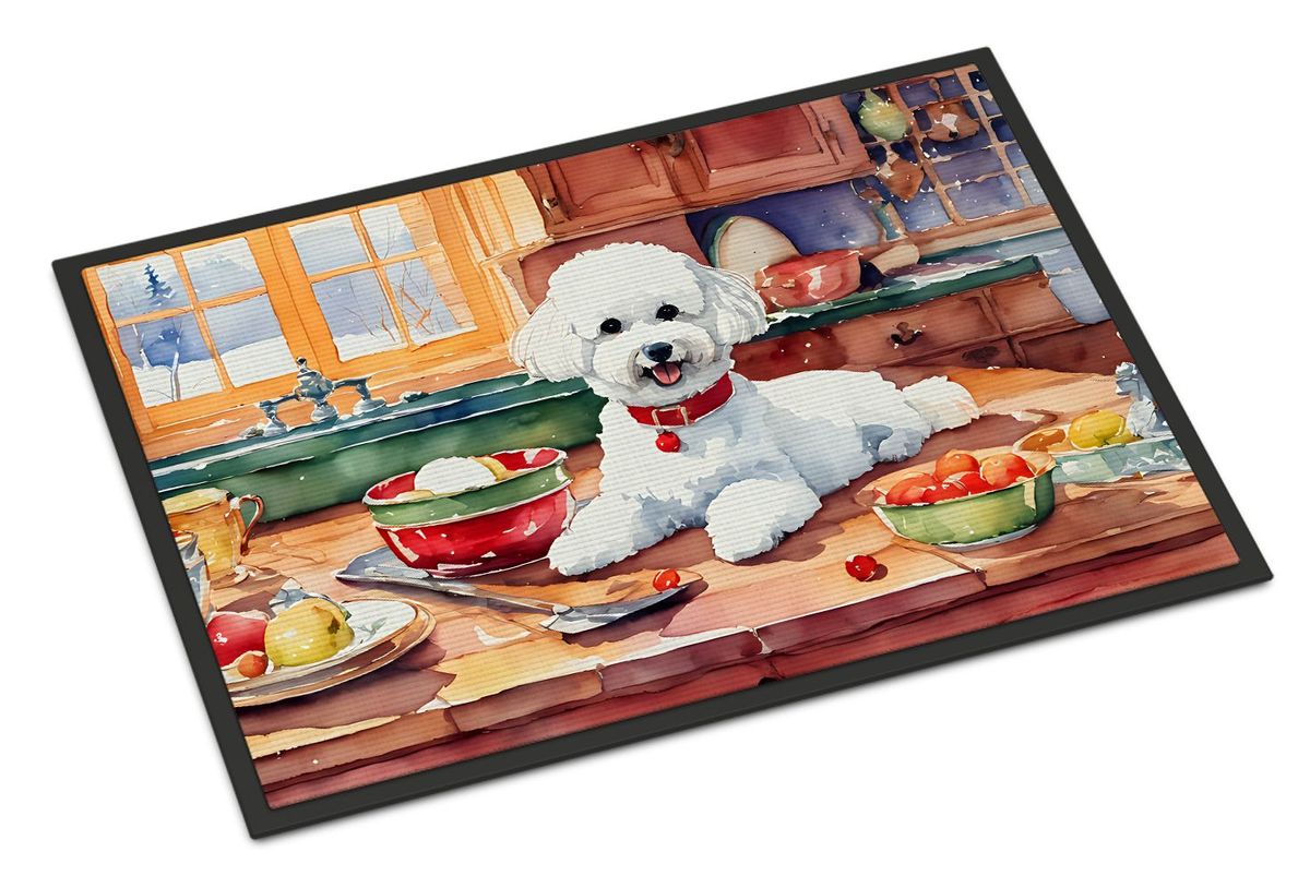 Bichon Frise Christmas Cookies Doormat Front Door Mat Indoor Outdoor Rugs For Entryway, Non Slip Washable Low Pile, 24H X 36W_maomaolike.com