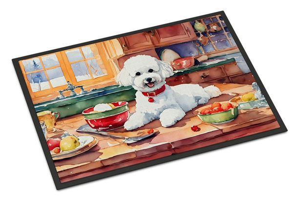 Bichon Frise Christmas Cookies Doormat Front Door Mat Indoor Outdoor Rugs For Entryway, Non Slip Washable Low Pile, 24H X 36W_maomaolike.com