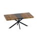 Retro Rectangular Stretch Dining Table, Antique Wood Top And Black Relief Plate, Black Fine Sand Cross Iron Foot Base Dining Table, With Storage Box_maomaolike.com