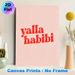 Yalla Habibi Typography Painting Poster, Vibrant Retro Bold Red Curved Lettering Poster, Eye-catching Typographic Decor Suitable For Living Room_maomaolike.com