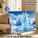 Ice Castle Painting Poster, Enchanting Icy Fantasy Scene With Ice Swans & Snowy Trees Poster, Magical Winter-themed Decor Ideal For Bedroom, Living_maomaolike.com