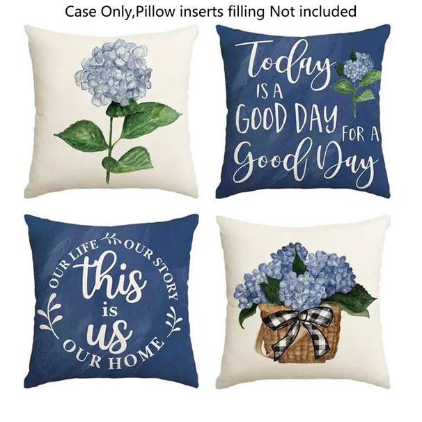 Spring Blue Fleece Flower Pattern Living Room Bedroom Sofa Decorative Pillow Case_maomaolike.com