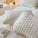 Coral Milk Velvet Quilted Single Piece Thickened Lace Sheet Fleece Flannel Bed Cover With Skirt Edge_maomaolike.com