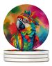 Hippie Animal Parrot Large Sandstone Coasters Pack Of 4 Absorbent Round Coasters Decor Gifts For Men Or Women, 4 In, Multicolor_maomaolike.com