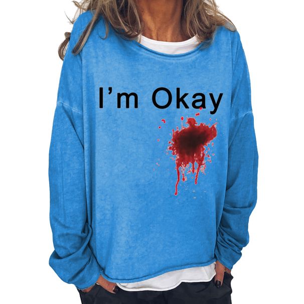 Women's Clothing I'M OKAY printed sweatshirt women's loose bat long sleeve top_maomaolike.com