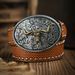 HOT Western Cowboy PU Leather Belt - Men Waist Strap Bull Decoration Floral Engraved for Jeans_maomaolike.com