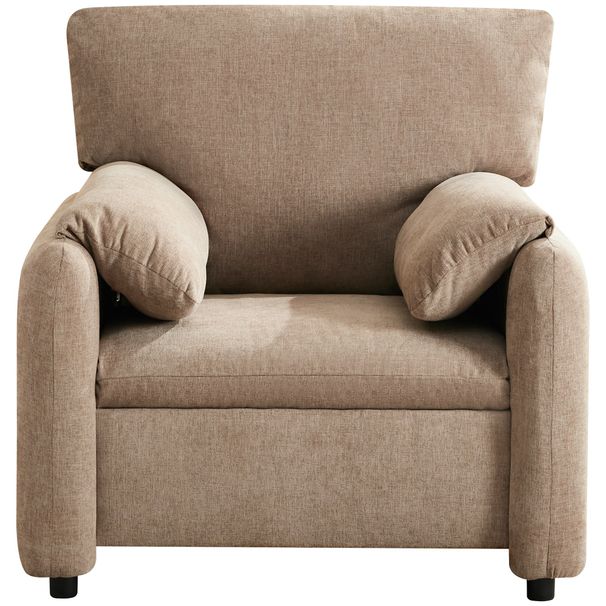 Modern Accent Chair, Chenille Oversized Arm Chair, 38 Inches Wide, Comfortable Cushioned Single Casual Sofa Chair, Suitable For Living Room, Bedroom Reading Chair,Brown_maomaolike.com