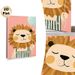 Cartoon Lion Painting Poster, Cute Pastel-toned Cartoon Style Poster, Cheerful Lion In Overalls Holding Balloon, Ideal For Bedroom And Living Room_maomaolike.com