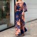 Women's Clothing Two piece Summer New Casual Printed Off shoulder Wide leg Pants Set_maomaolike.com