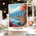 Vancouver Canada Cityscape Painting Poster, Vibrant Retro Travel Style Poster, Scenic Coastal Urban Scene With Fall Foliage & Snow-capped Mountains_maomaolike.com