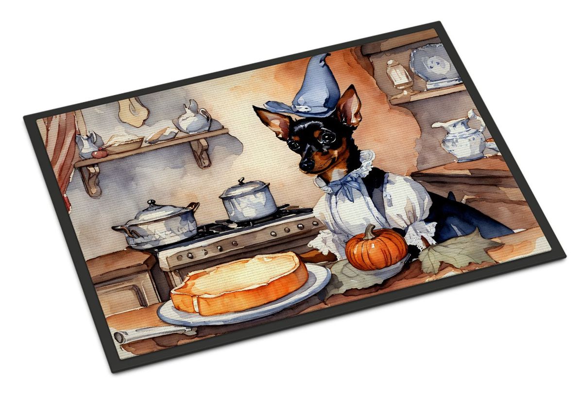 Miniature Pinscher Fall Kitchen Pumpkins Doormat Front Door Mat Indoor Outdoor Rugs For Entryway, Non Slip Washable Low Pile, 24H X 36W_maomaolike.com