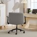 Cross Legged Chair With Flip-Up Armrests Leather, Cross Legged Office Chair On Wheels, Comfy Swivel Chair With Wide Seat For Home Office, Vanity, Ergonomic Desk Chair Adjustable, Grey_maomaolike.com