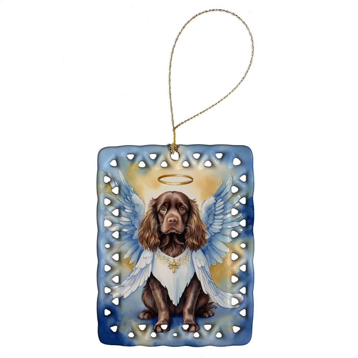 Sussex Spaniel My Angel Porcelain Ornament Christmas Tree Hanging Decorations For Home Christmas Holiday, Rectangle, Gift, Multicolor_maomaolike.com