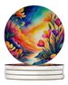 Colorful Freesia Large Sandstone Coasters Pack Of 4 Absorbent Round Coasters Decor Gifts For Men Or Women, 4 In, Multicolor_maomaolike.com