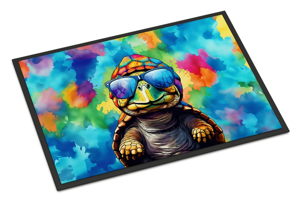 Hippie Animal Tortoise Turtle Doormat Front Door Mat Indoor Outdoor Rugs For Entryway, Non Slip Washable Low Pile, 24H X 36W_maomaolike.com