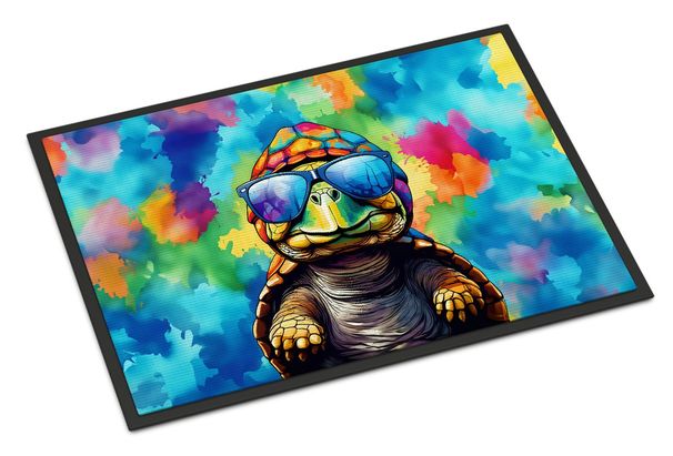 Hippie Animal Tortoise Turtle Doormat Front Door Mat Indoor Outdoor Rugs For Entryway, Non Slip Washable Low Pile, 24H X 36W_maomaolike.com