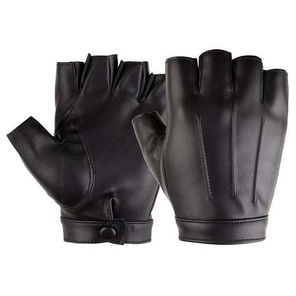 New PU leather half-finger gloves for men and women outdoor sports riding keyboard typing mobile game fishing gloves plus velvet thin_maomaolike.com