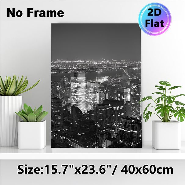 Night City Skyline Painting Poster, Monochrome Sleek Urban Night Scene Poster, Minimalist Sophisticated Wall Decor Ideal For Living Room, Office_maomaolike.com