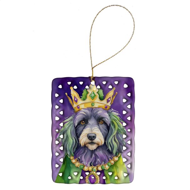 Bergamasco Sheepdog King Of Mardi Gras Porcelain Ornament Christmas Tree Hanging Decorations For Home Christmas Holiday, Rectangle, Gift, Multicolor_maomaolike.com