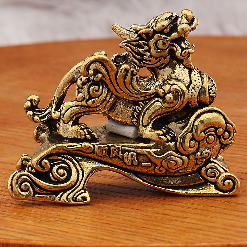 Brass Smooth Sailing Four Seasons Peaceful Qilin Home Desktop Mythical Beast Ornament Decoration Metal Craft_maomaolike.com