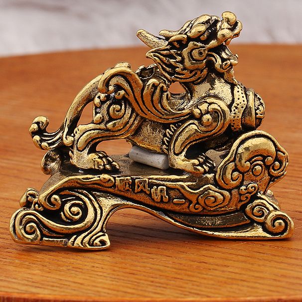 Brass Smooth Sailing Four Seasons Peaceful Qilin Home Desktop Mythical Beast Ornament Decoration Metal Craft_maomaolike.com