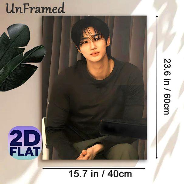 Handsome Korean Male Portrait Painting Poster, Warm-toned Realistic Style Poster, Stylish Wall Decor Ideal For Bedroom, Living Room_maomaolike.com