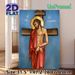 Jesus Crucifixion Painting Poster, Traditional Religious Icon-style Poster, Reverent Depiction Of Jesus With Crown Of Thorns And Red Robe, Suitable_maomaolike.com