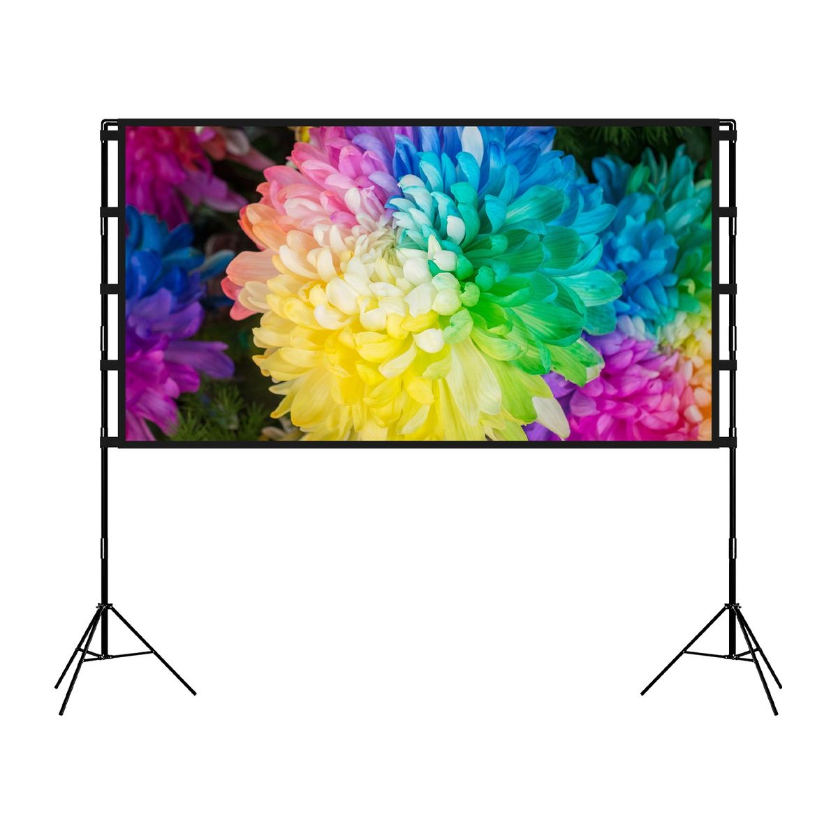 1Pc 120inch Or 100inch Projector Screen With Stand 16 9 4K HD Rear Front Wrinkle Free Portable And Foldable Movie Screen With Carry Bag For Indoor Outdoor Home Theater Backyard Cinema_maomaolike.com