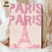 Paris Eiffel Tower Themed Painting Poster, Soft Pink Hand-drawn Style Poster, Gentle Romantic Piece Ideal For Bedroom, Living Room Wall Decor_maomaolike.com