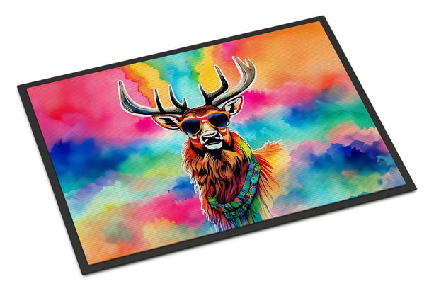 Hippie Animal Stag Deer Doormat Front Door Mat Indoor Outdoor Rugs For Entryway, Non Slip Washable Low Pile, 24H X 36W_maomaolike.com