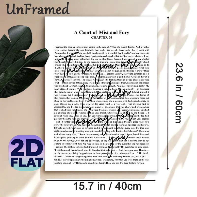 A Court Of Mist And Fury Quote Painting Poster, Handwritten Style Literary Quote Poster, Heartfelt Romantic Literary Decor Idea For Bedroom, Reading_maomaolike.com