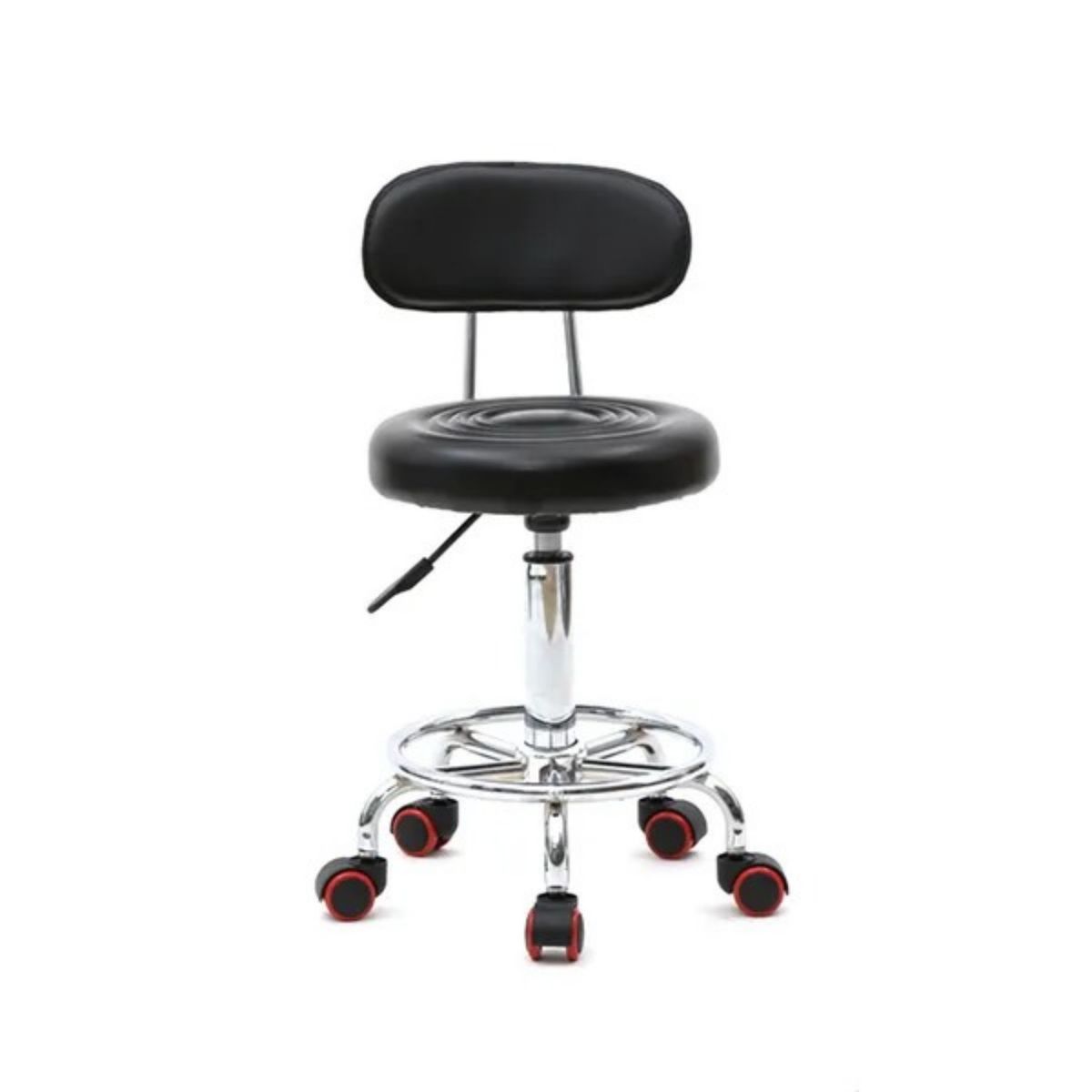 Round Shape Adjustable Salon Stool With Back And Line Black XH_maomaolike.com