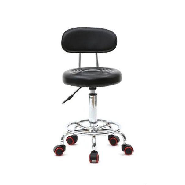 Round Shape Adjustable Salon Stool With Back And Line Black XH_maomaolike.com