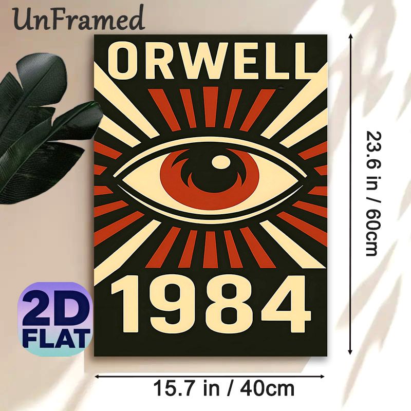 Orwell 1984 All-Seeing Eye Painting Poster, Vintage Retro Bold Graphic Poster, Eye-catching Literary Themed Decor Suitable For Home Study, Library And_maomaolike.com