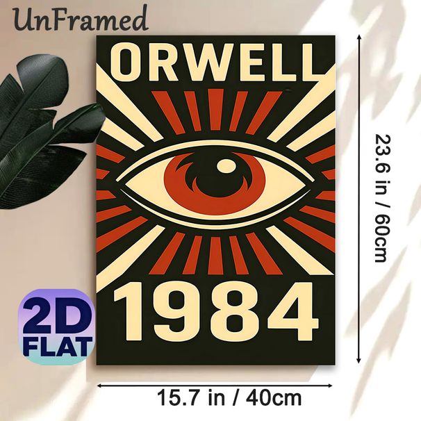 Orwell 1984 All-Seeing Eye Painting Poster, Vintage Retro Bold Graphic Poster, Eye-catching Literary Themed Decor Suitable For Home Study, Library And_maomaolike.com