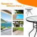 32 Inch Patio Tempered Glass Steel Frame Round Table With Convenient Umbrella Hole_maomaolike.com