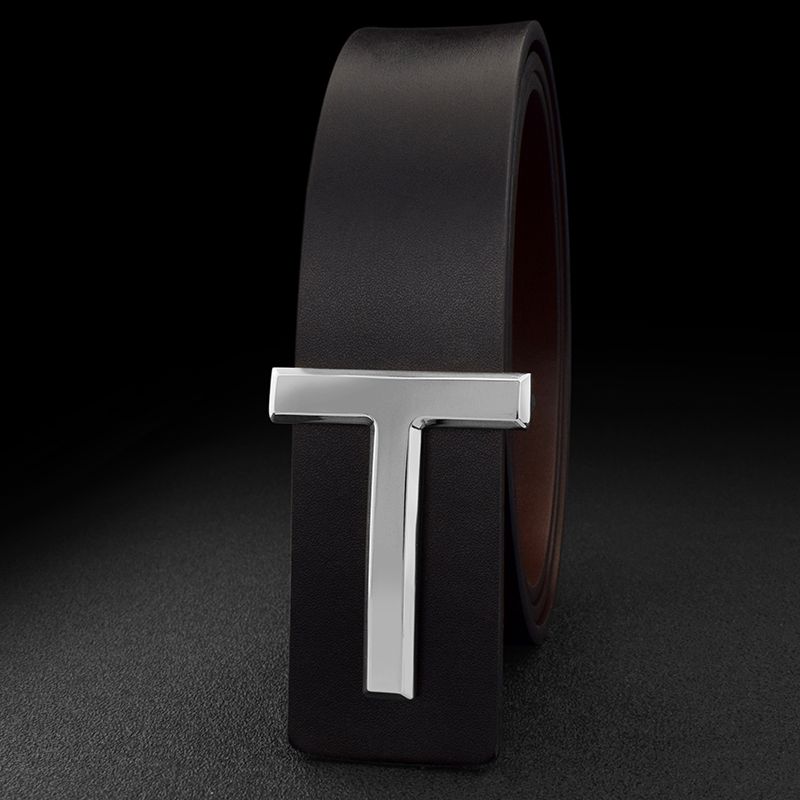 HOT High Quality Designer Belts Men Fashion T Letter Faous Genuine Leather Belt Jeans Foral Cowskin Black Waist Strap_maomaolike.com
