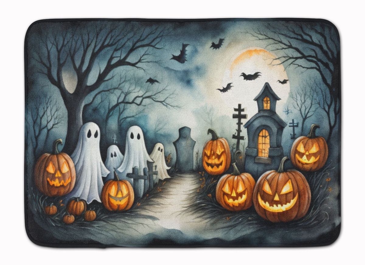 Ghosts Spooky Halloween Memory Foam Kitchen Mat Machine Washable Anti-Fatigue Mat Cushion Comfort Bath Mat Or Kitchen Rug_maomaolike.com