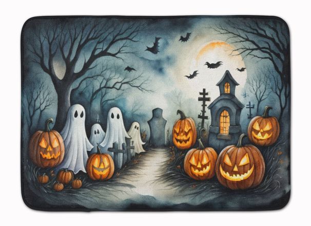 Ghosts Spooky Halloween Memory Foam Kitchen Mat Machine Washable Anti-Fatigue Mat Cushion Comfort Bath Mat Or Kitchen Rug_maomaolike.com