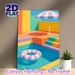 Pool Vacation Themed Painting Poster, Vibrant Minimalist Graphic Poster, Cheerful Summer-inspired Decor Suitable For Living Room, Bedroom Or Coastal_maomaolike.com