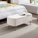 Ivory White Storage Ottoman Bench For End Of Bed Gold Legs, Modern Ivory White Fur Entryway Bench Upholstered Padded With Storage For Living Room Bedroom_maomaolike.com
