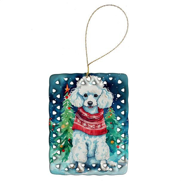 Poodle Christmas Porcelain Ornament Christmas Tree Hanging Decorations For Home Christmas Holiday, Rectangle, Gift, Multicolor_maomaolike.com