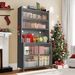 73'' Tall Kitchen Pantry Cabinet , 6 Level Flip Door With Pegboard Spacious, Adjustable & Stylish Metal Pantry Storage Cabinet, Anti-Tip Design Hutch For Kitchen, Dining Room, Living Room Grey_maomaolike.com