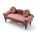 54"Width Modern Velvet Upholstered Loveseat Sofa Accent Bedside Entryway Bench Small Sofa 2 Seater Couch Settee For Living Room Bedroom Nail Head Trimming With Wood Legs 2 Pillows,Dark Pink_maomaolike.com