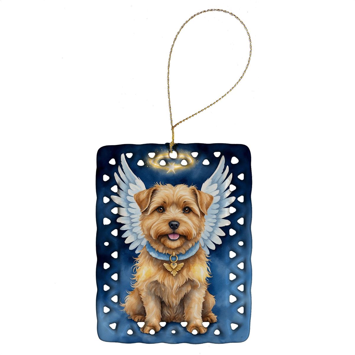 Norfolk Terrier My Angel Porcelain Ornament Christmas Tree Hanging Decorations For Home Christmas Holiday, Rectangle, Gift, Multicolor_maomaolike.com