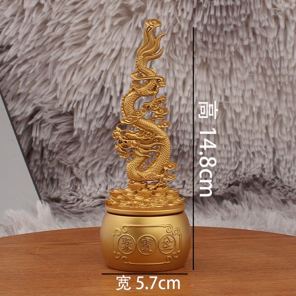 Gold-Plated Fire Dragon Cloud Treasure Bowl Rotatable Ornament Office Living Room Stress Relief Spinning Metal Craft_maomaolike.com