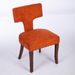 Set Of 2 Mid Century Modern Dining Chairs, Upholstered Farmhouse Accent Chairs With Curved Backrest And Copper Nail Trim, Hardwood Frame, Orange Linen Fabric_maomaolike.com