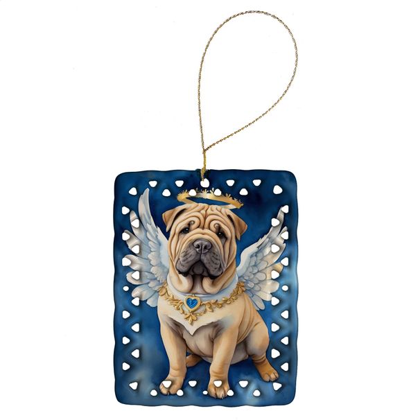 Shar Pei My Angel Porcelain Ornament Christmas Tree Hanging Decorations For Home Christmas Holiday, Rectangle, Gift, Multicolor_maomaolike.com
